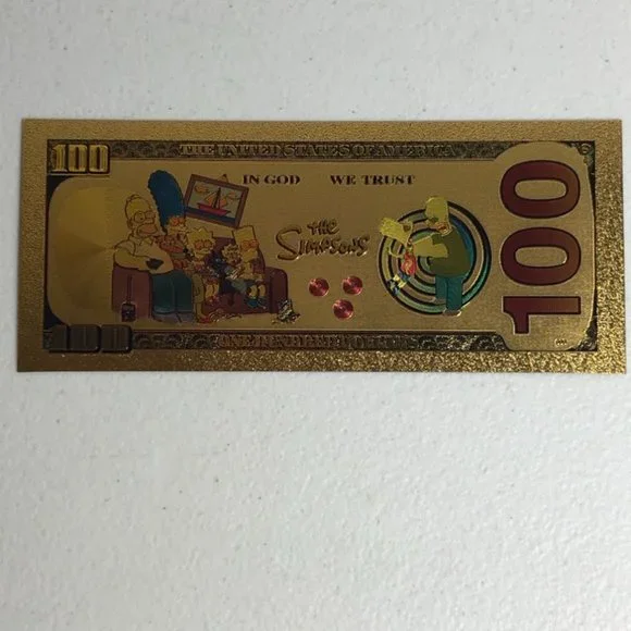 Marge Simpson Gold Bank Note Novelty Souvenir Collectible Simpsons Cartoon - Picture 5 of 8